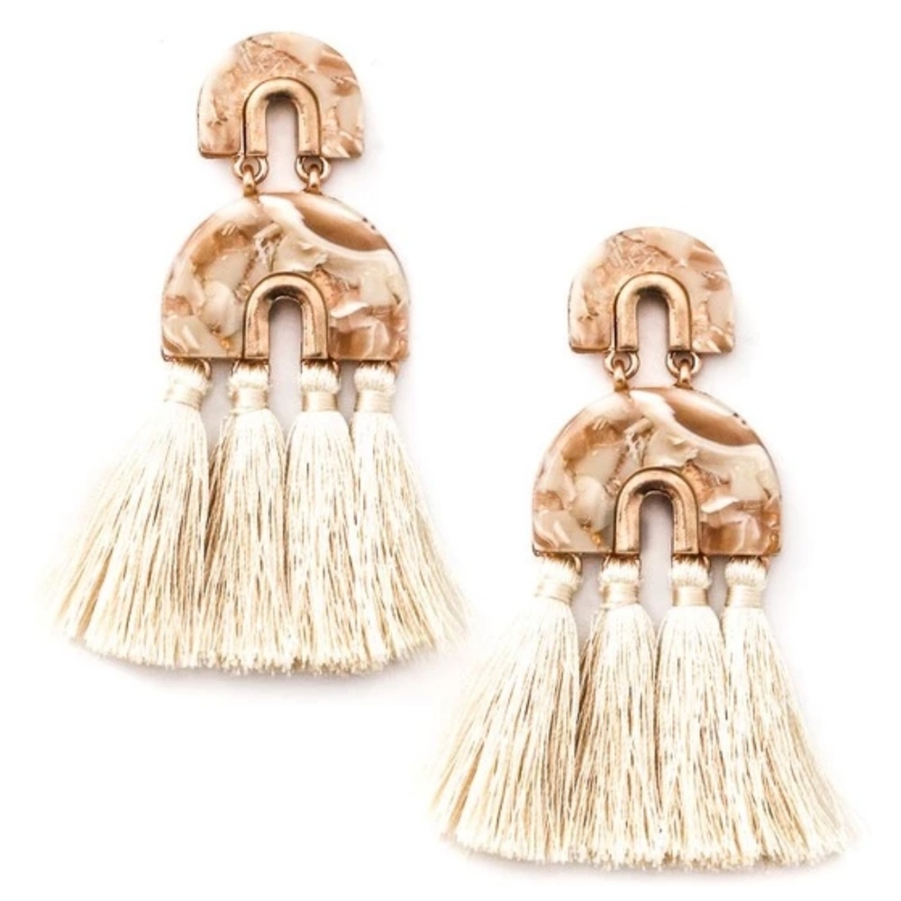 Lucite Tassel Earrings- Ivory